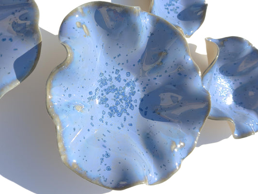Light Blue Porcelain Wall Art Sculpture Set - Handmade Tulip Ceramic, Made to Order
