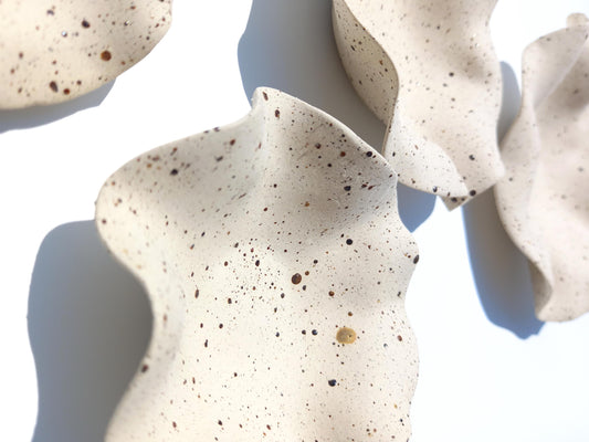 Beige Speckled Ceramic Wall Art: Handmade Art Decor, Made to Order