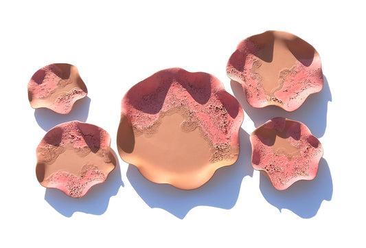 Terracotta Flower Tile Wall Art: Pink Blush Ceramic Sculpture, Made to Order