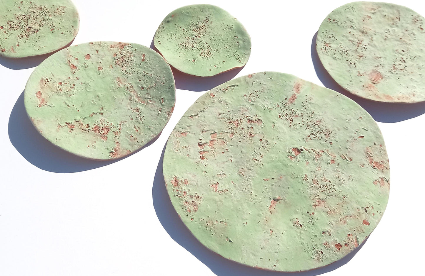 Terracotta Tile Wall Art: Apple Green Ceramic Sculpture, Made to Order