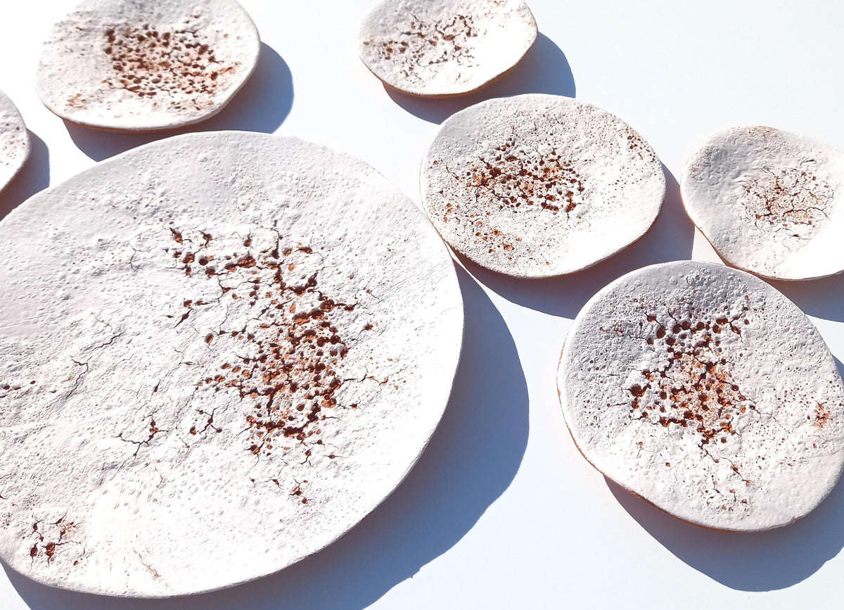 White Terracotta Tile Wall Art: Ceramic Sculpture, Made to Order