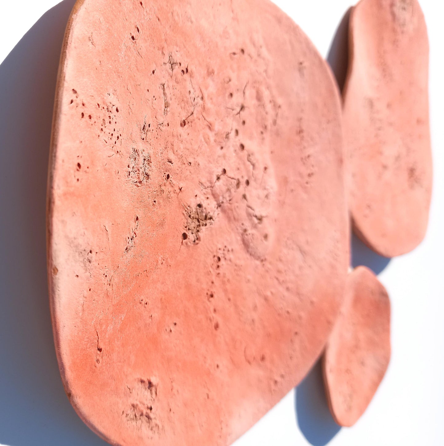 Terracotta Tile Wall Art: Saumon Orange Ceramic Sculpture, Made to Order