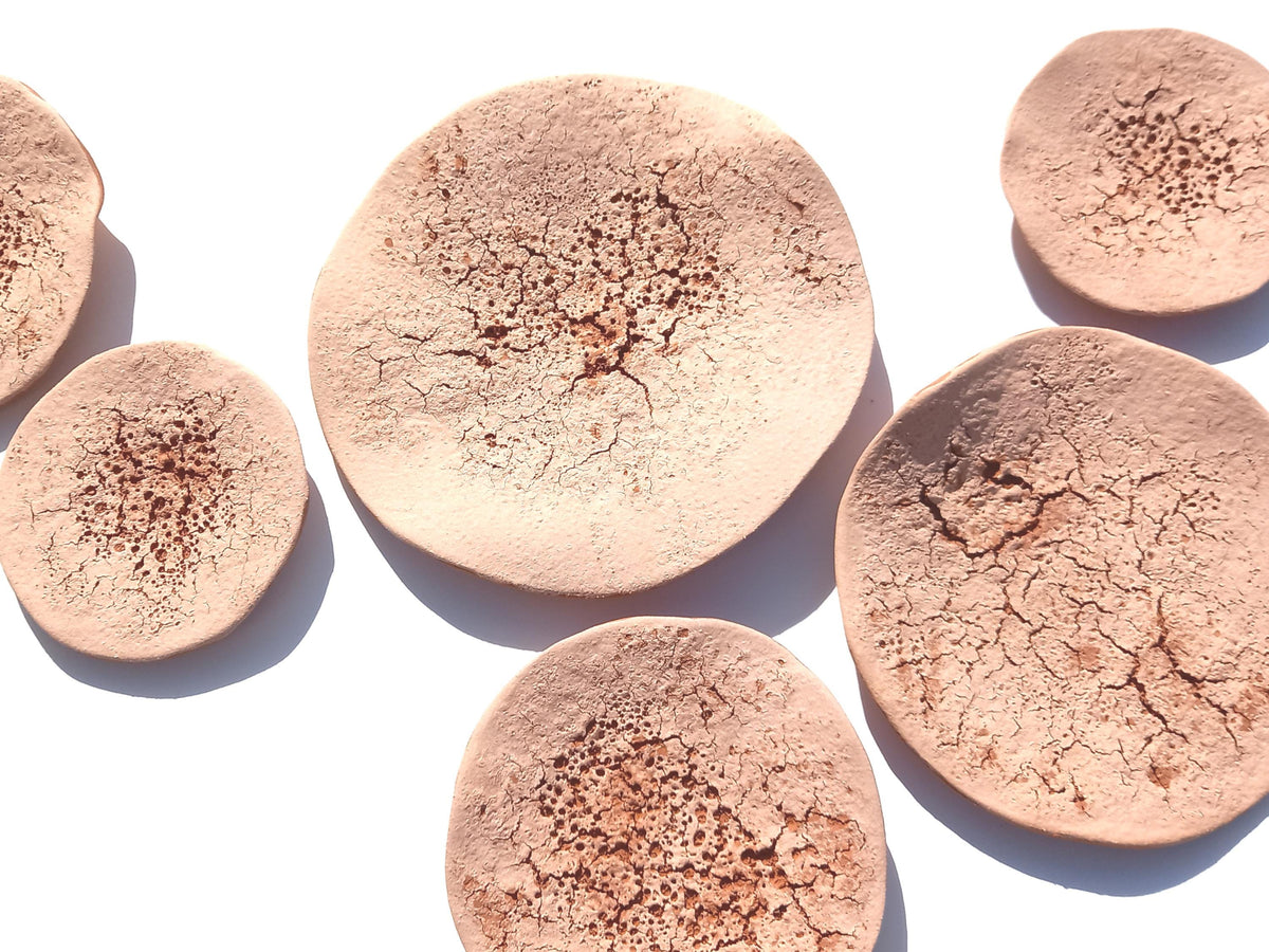 Beige Terracotta Wall Art Tiles: Handmade Desert Ceramic Sculpture, Made to Order
