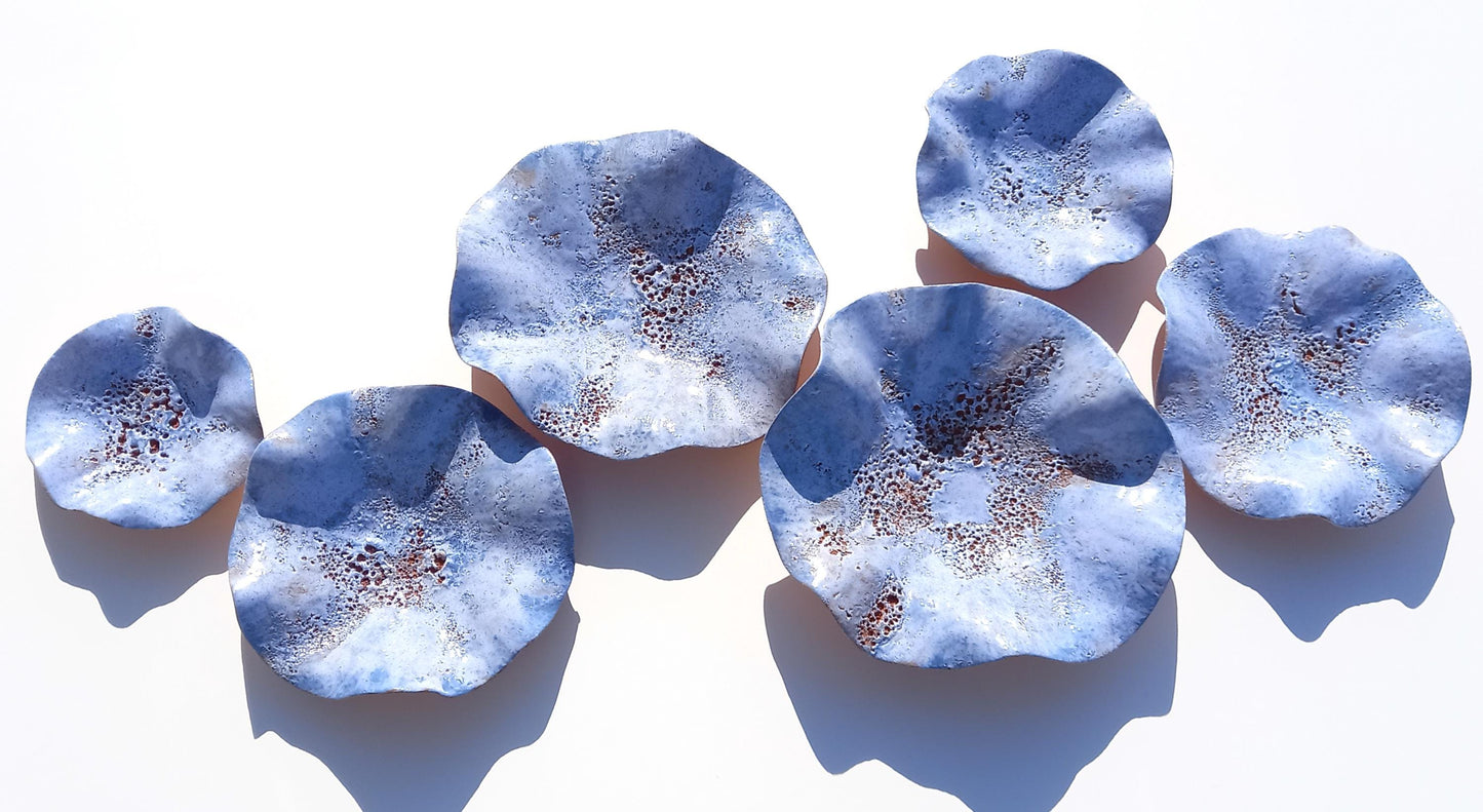 Glazed Terracotta Tile Wall Art: Denim Blue Ceramic Sculpture, Made to Order