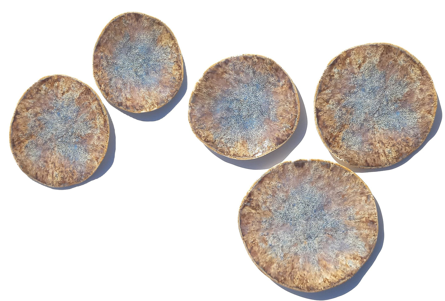 Organic Porcelain Wall Art Tiles - Beige, Honey, Brown & Blue - Made To Order