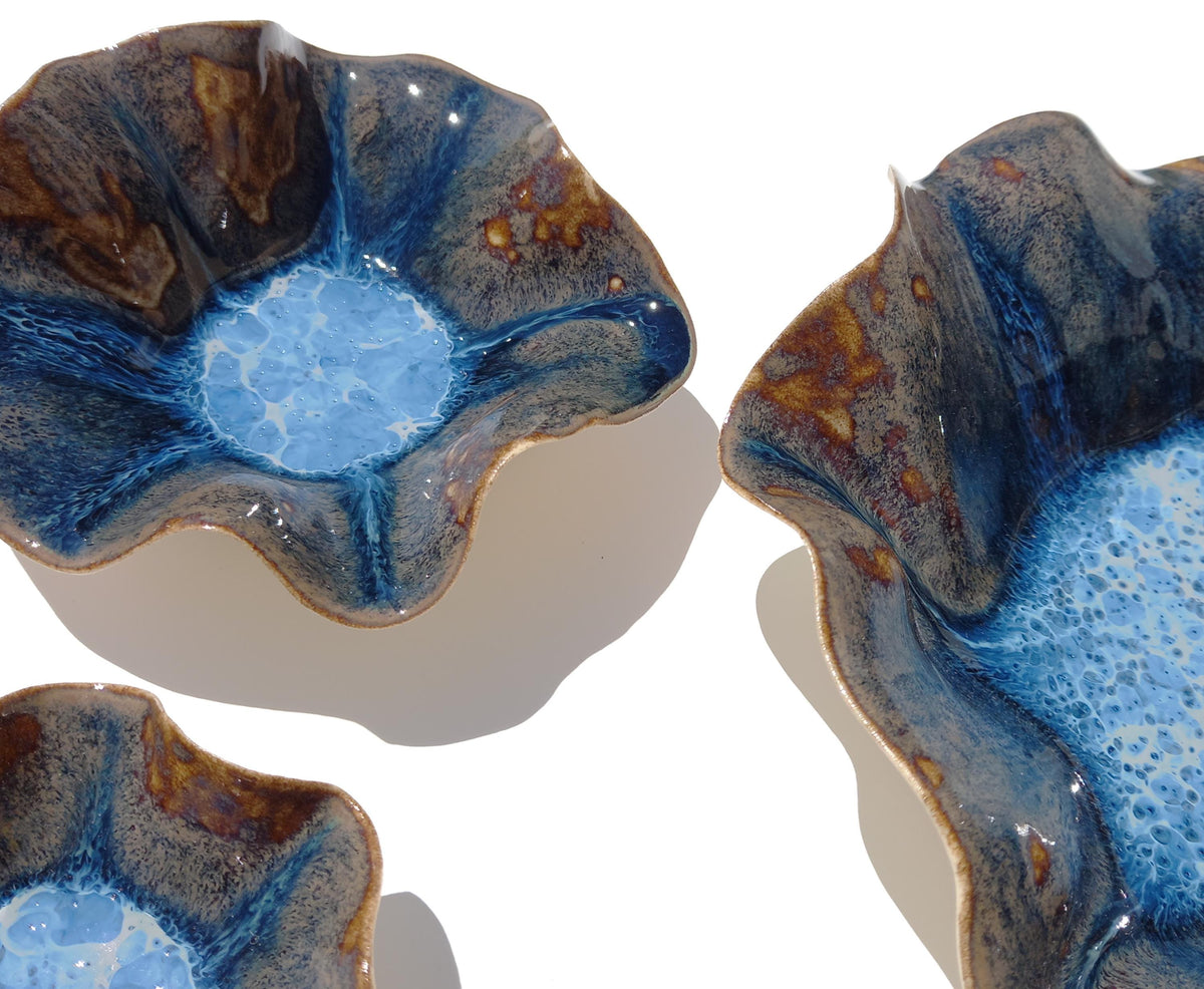 Blue Porcelain Wall Art Sculpture Set - Ocean Inspired, Made to Order