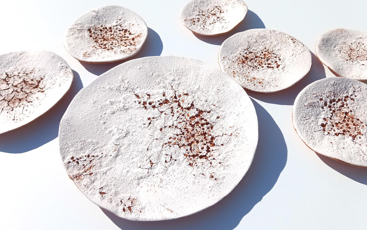 White Terracotta Tile Wall Art: Ceramic Sculpture, Made to Order