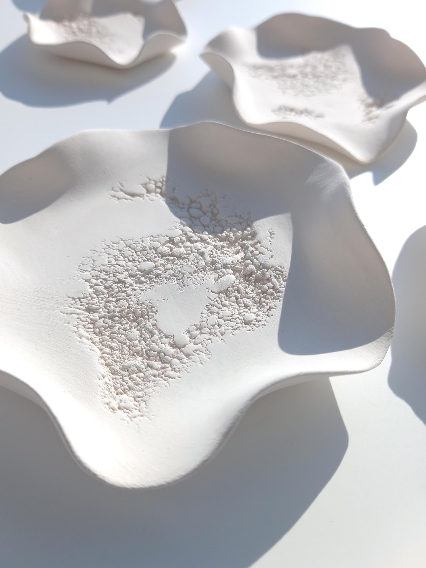 White Ceramic Flower Wall Art Tiles: Large Floral Wall Sculpture, Made to Order