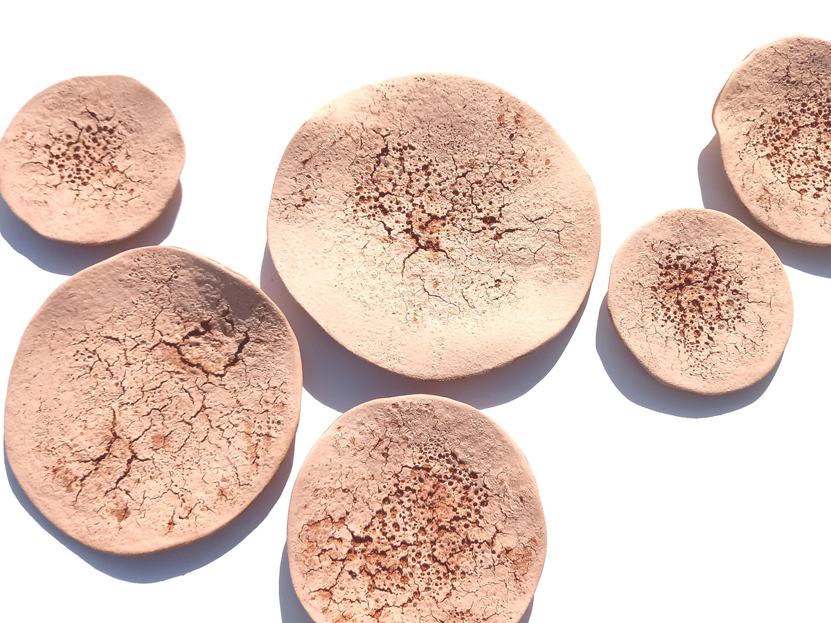 Beige Terracotta Wall Art Tiles: Handmade Desert Ceramic Sculpture, Made to Order