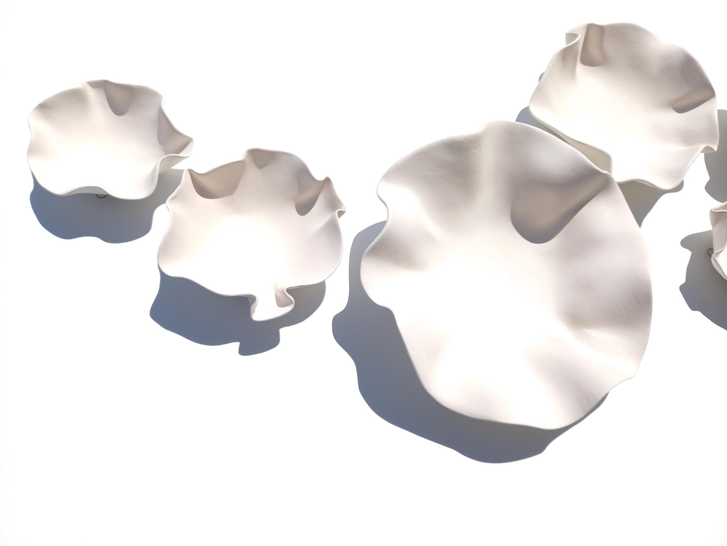 White Ceramic Flower Wall Art Tiles: Handmade Floral Sculpture (Made to Order)