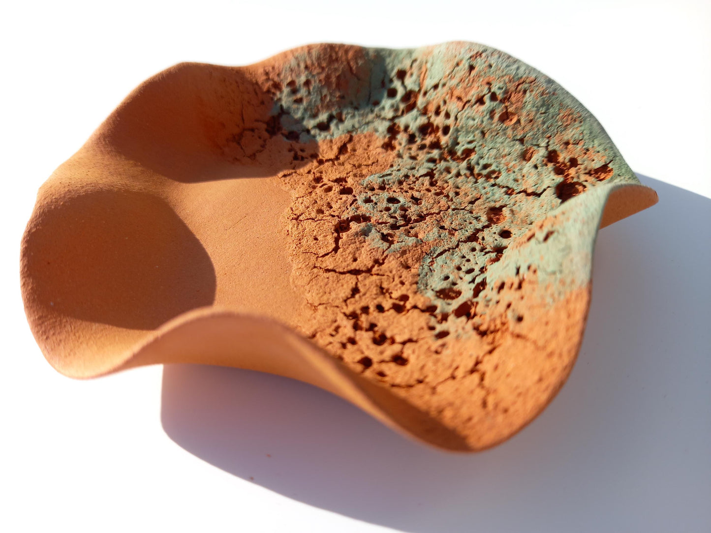 Sage Green and Terracotta Wall Art: Handmade Flower Ceramic Sculpture Set, Made to Order