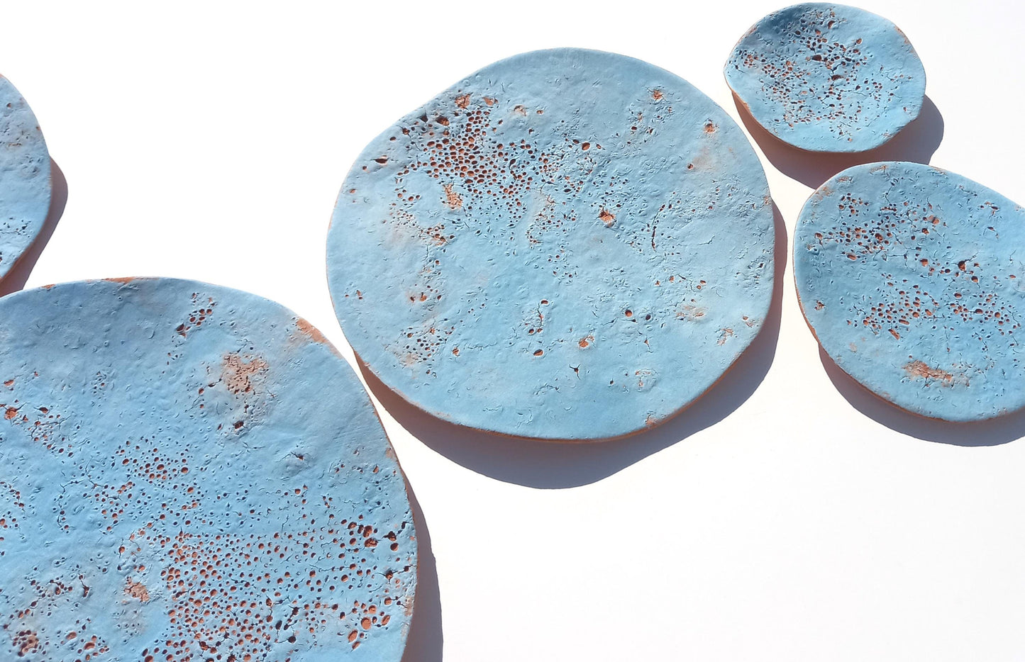 Terracotta Tile Wall Art: Sky Blue Ceramic Sculpture, Made to Order