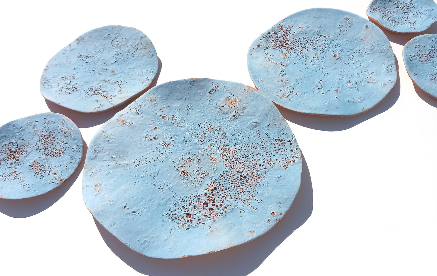 Terracotta Tile Wall Art: Sky Blue Ceramic Sculpture, Made to Order