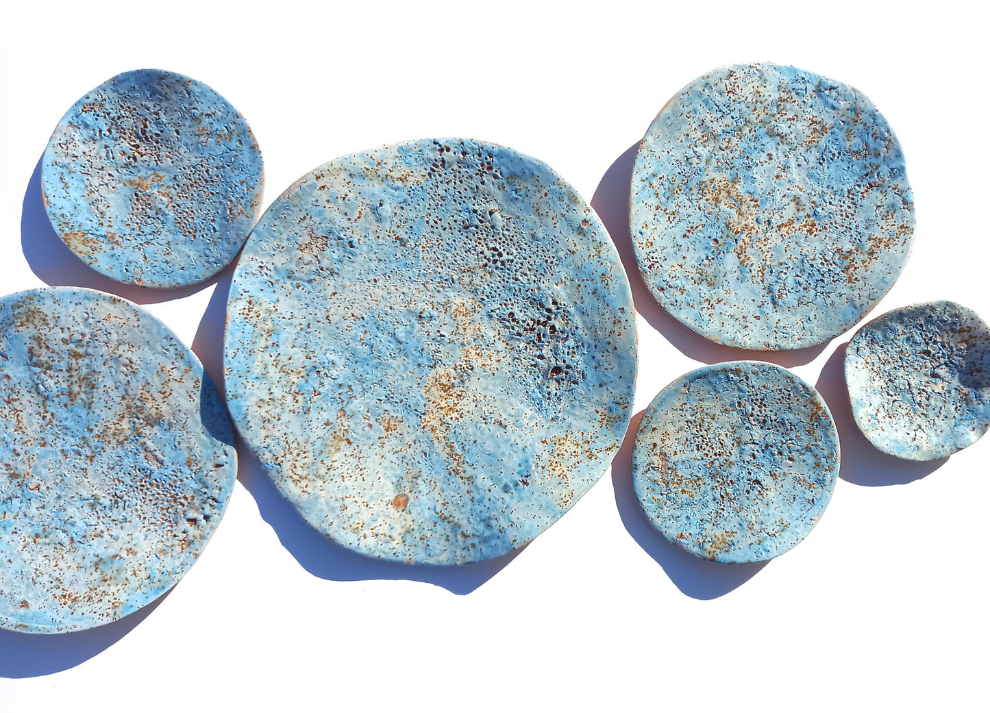 Sky Blue Terracotta Wall Art - Ceramic Wall Sculpture - Modern Decorative Tiles - Made to Order