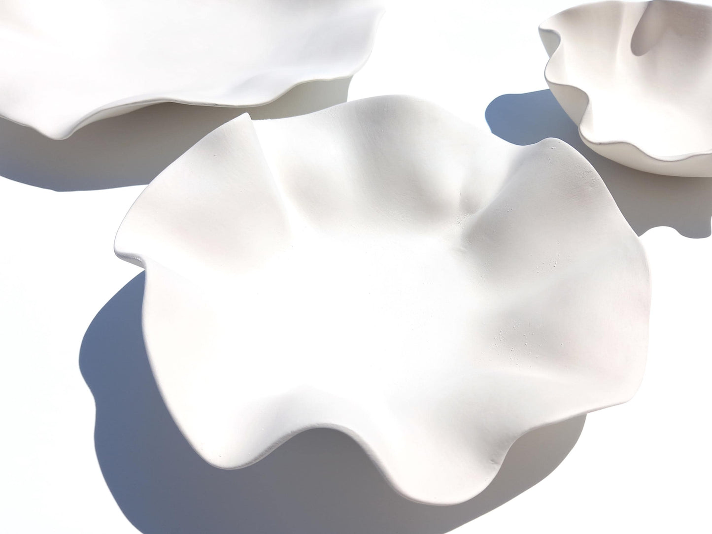 White Ceramic Flower Wall Art Tiles: Handmade Floral Sculpture (Made to Order)