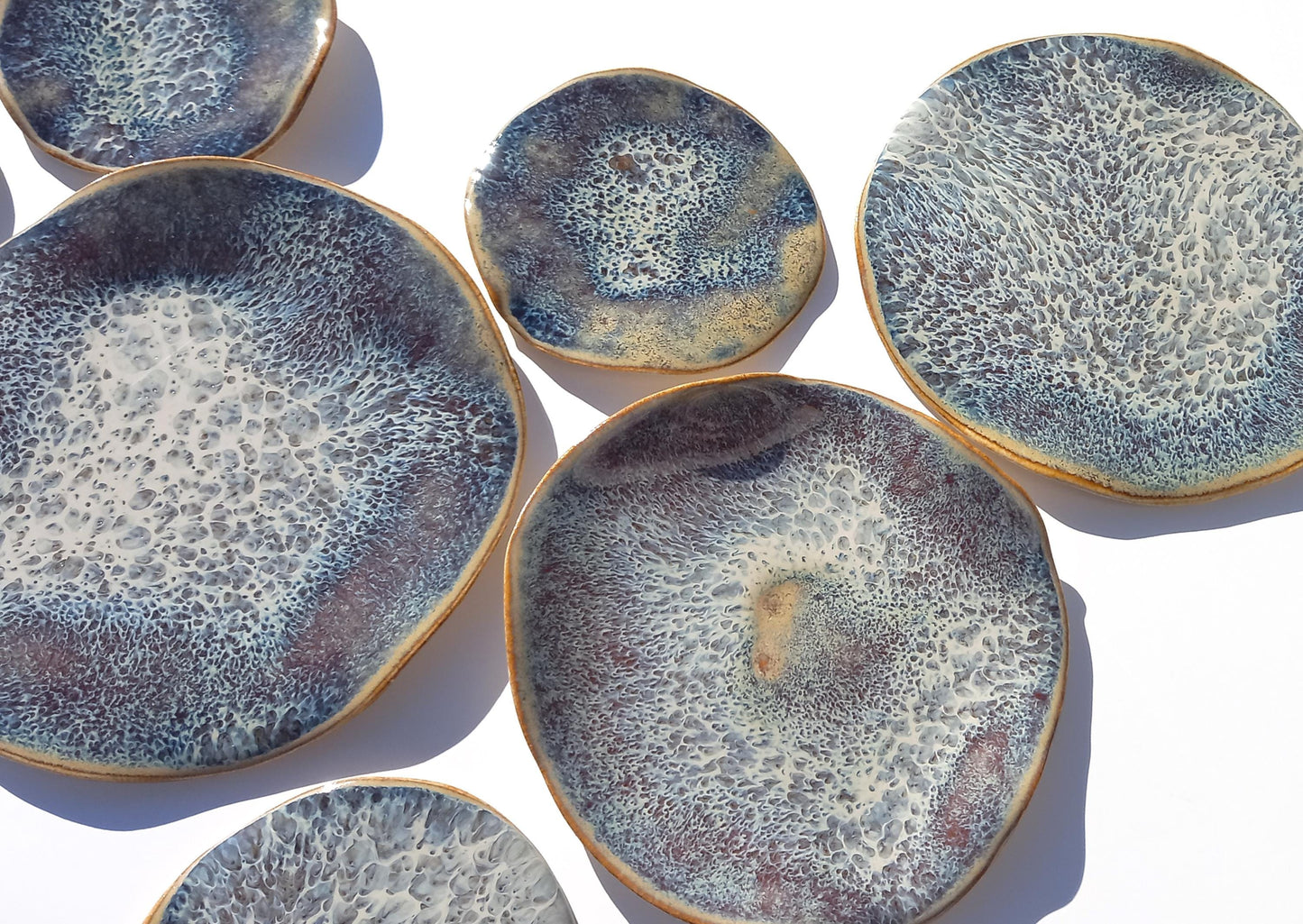 Organic Porcelain Wall Art Tiles - Blue, White & Honey - Made To Order