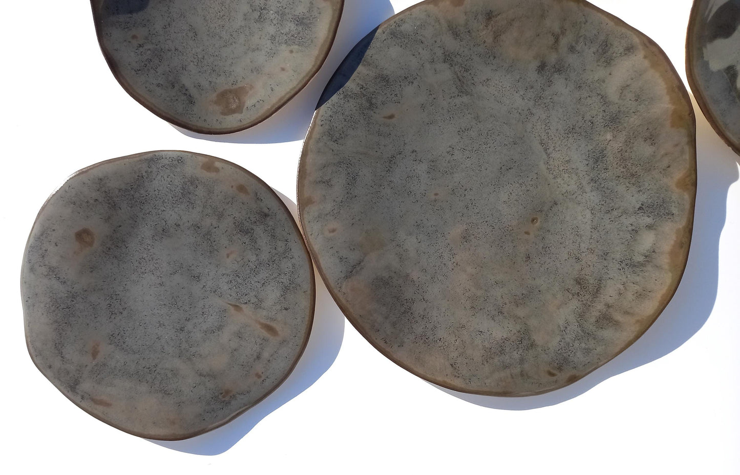 Taupe Gray & Stone Ceramic Wall Sculpture: Organic Round Porcelain Tile Art, Made to Order
