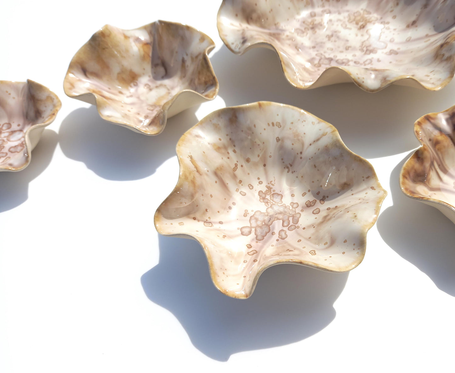 Handmade Beige & Honey Porcelain Wall Art Sculpture Set, Made to Order