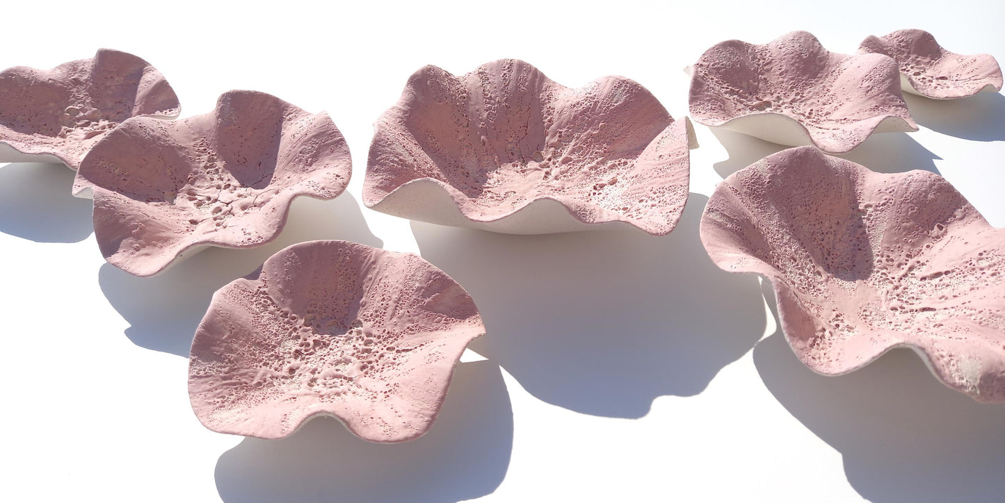Large Pink Ceramic Wall Art - Flower Tiles - Floral Sculpture - Home decor MADE TO ORDER