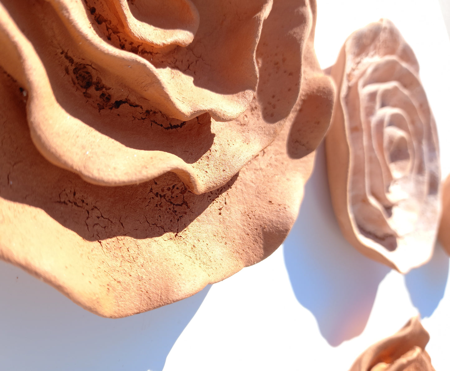 Terracotta Ceramic Flowers: Wall Art Sculpture Set, Made to Order