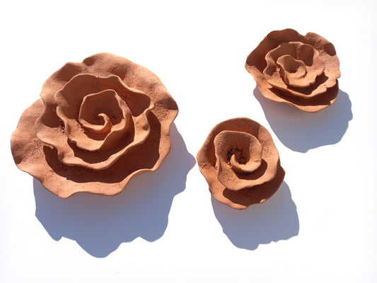 Terracotta Flower Wall Art: Ceramic Tile Sculpture - Made To Order