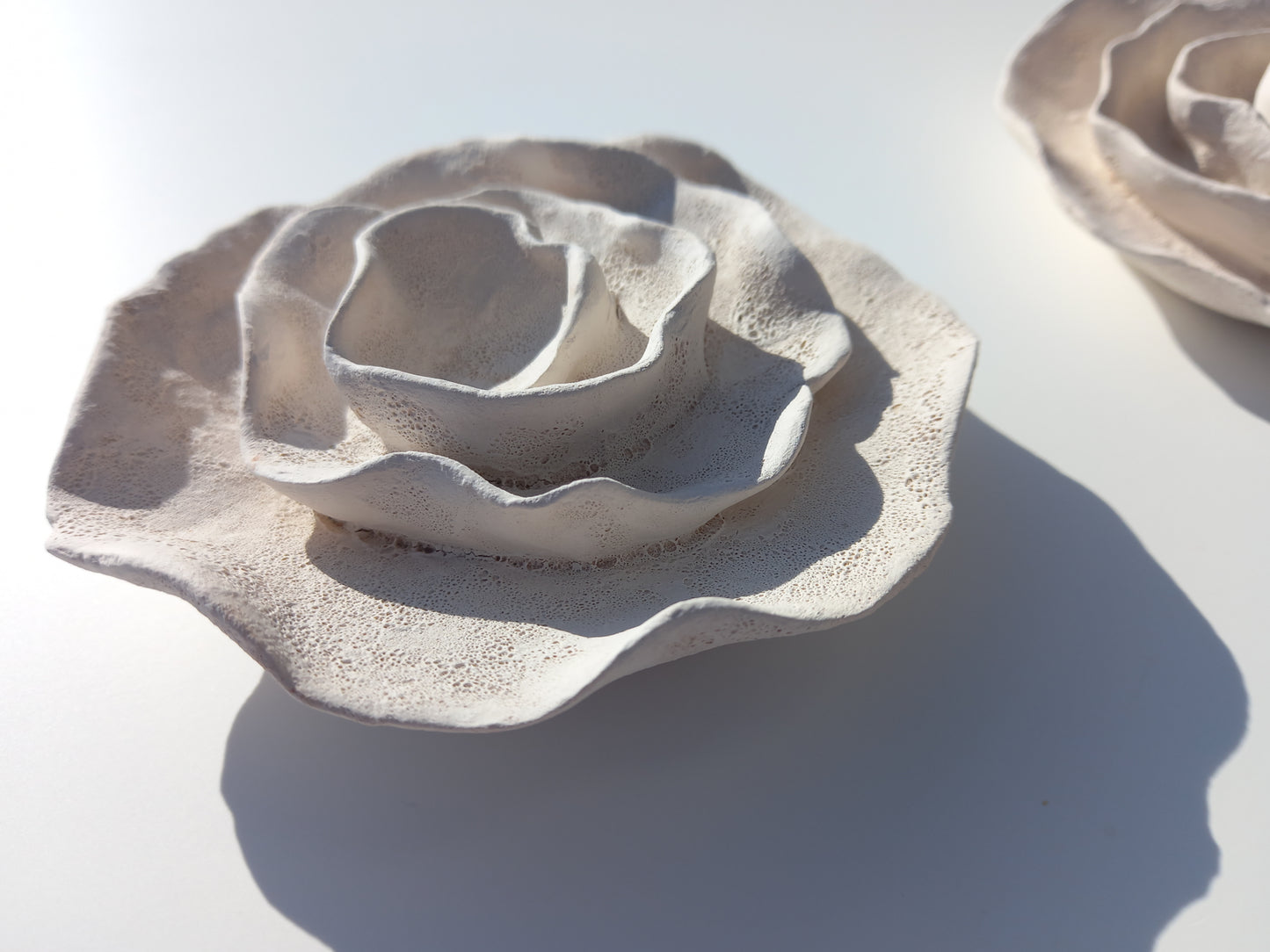 White Ceramic Flower Art - Floral Sculpture - Modern Wall Hanging - MADE TO ORDER