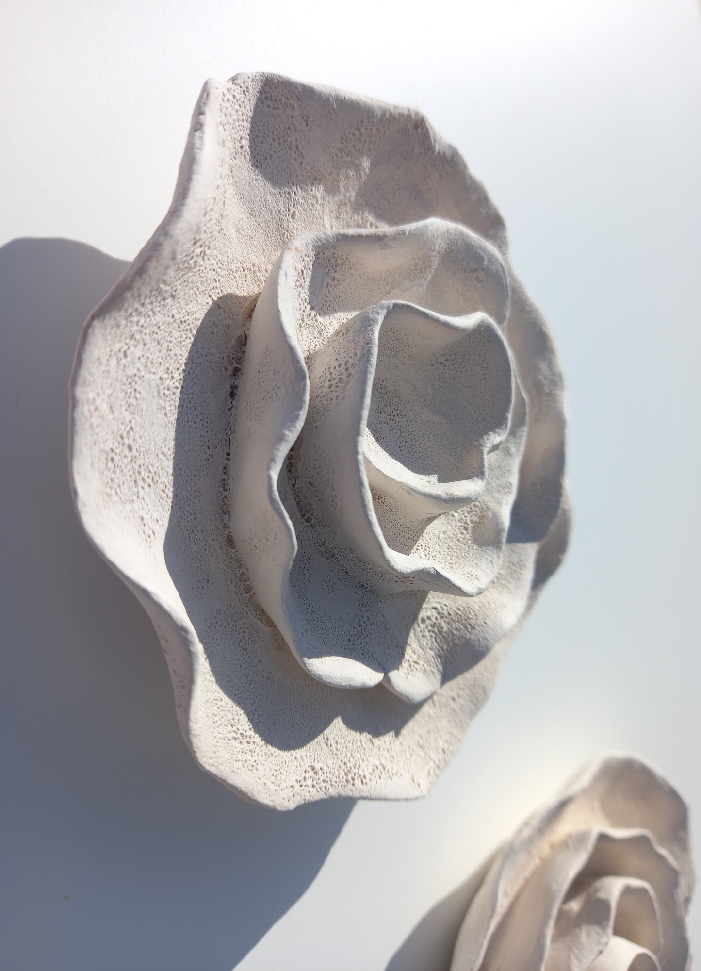 White Ceramic Flower Art - Floral Sculpture - Modern Wall Hanging - MADE TO ORDER