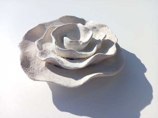 White Ceramic Flower Art - Floral Sculpture - Modern Wall Hanging - MADE TO ORDER