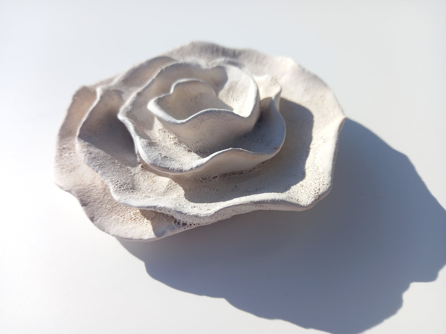 White Ceramic Flower Art - Floral Sculpture - Modern Wall Hanging - MADE TO ORDER