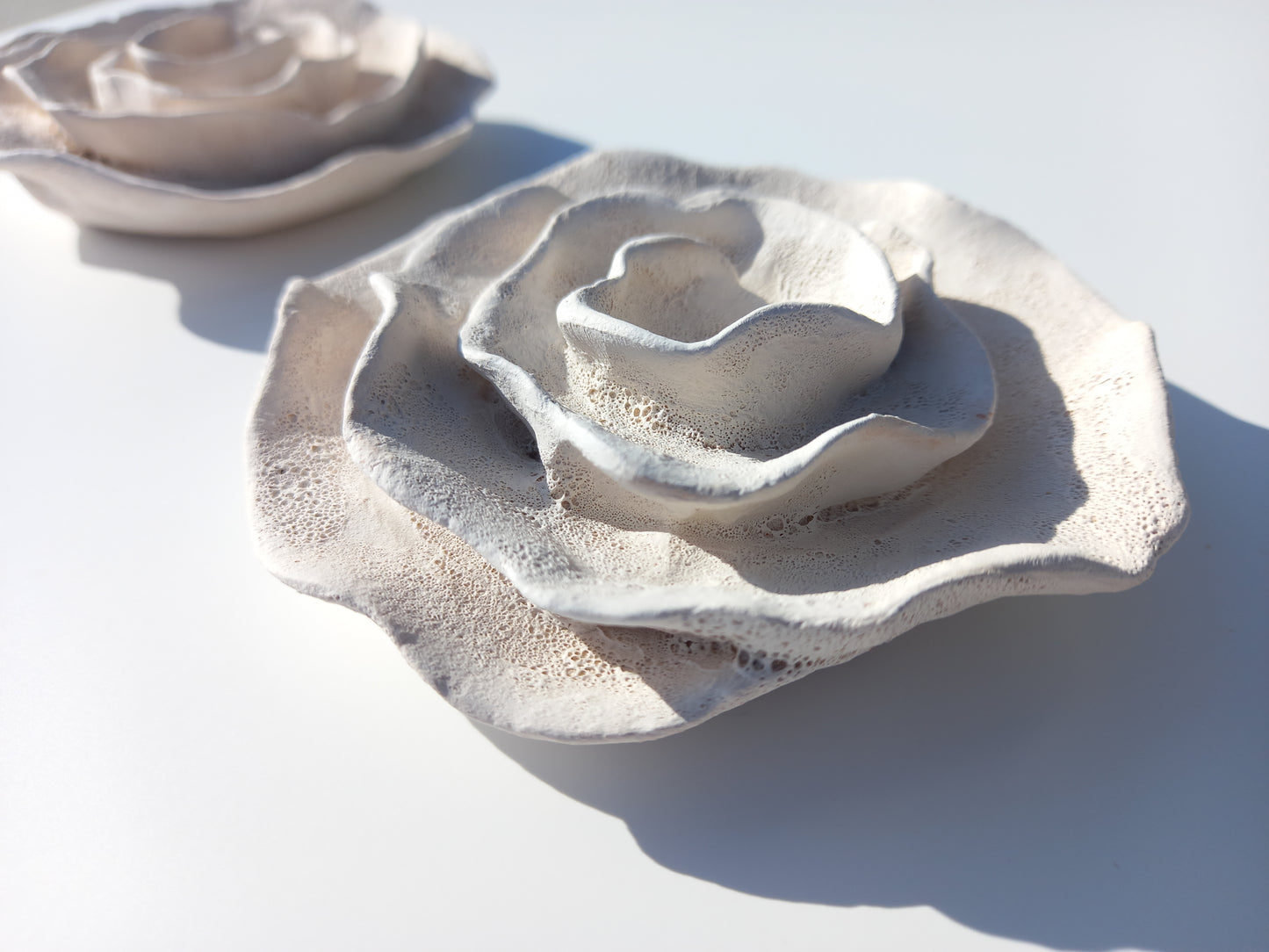 White Ceramic Flower Art - Floral Sculpture - Modern Wall Hanging - MADE TO ORDER