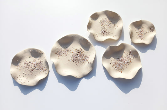 Handmade Cream Porcelain Wall Flower - Ivory Ceramic Art Tiles (Made to Order)