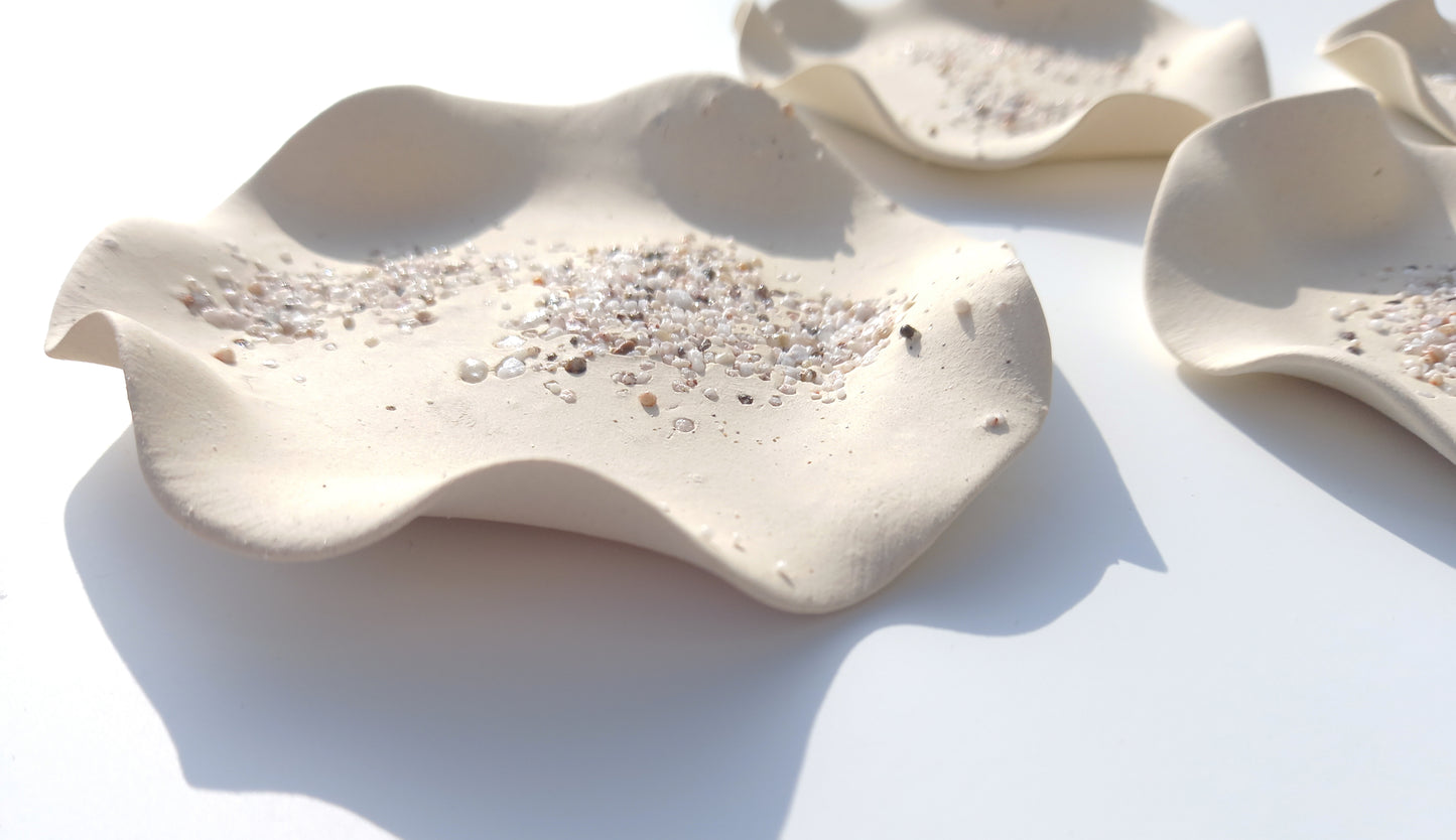 Handmade Cream Porcelain Wall Flower - Ivory Ceramic Art Tiles (Made to Order)