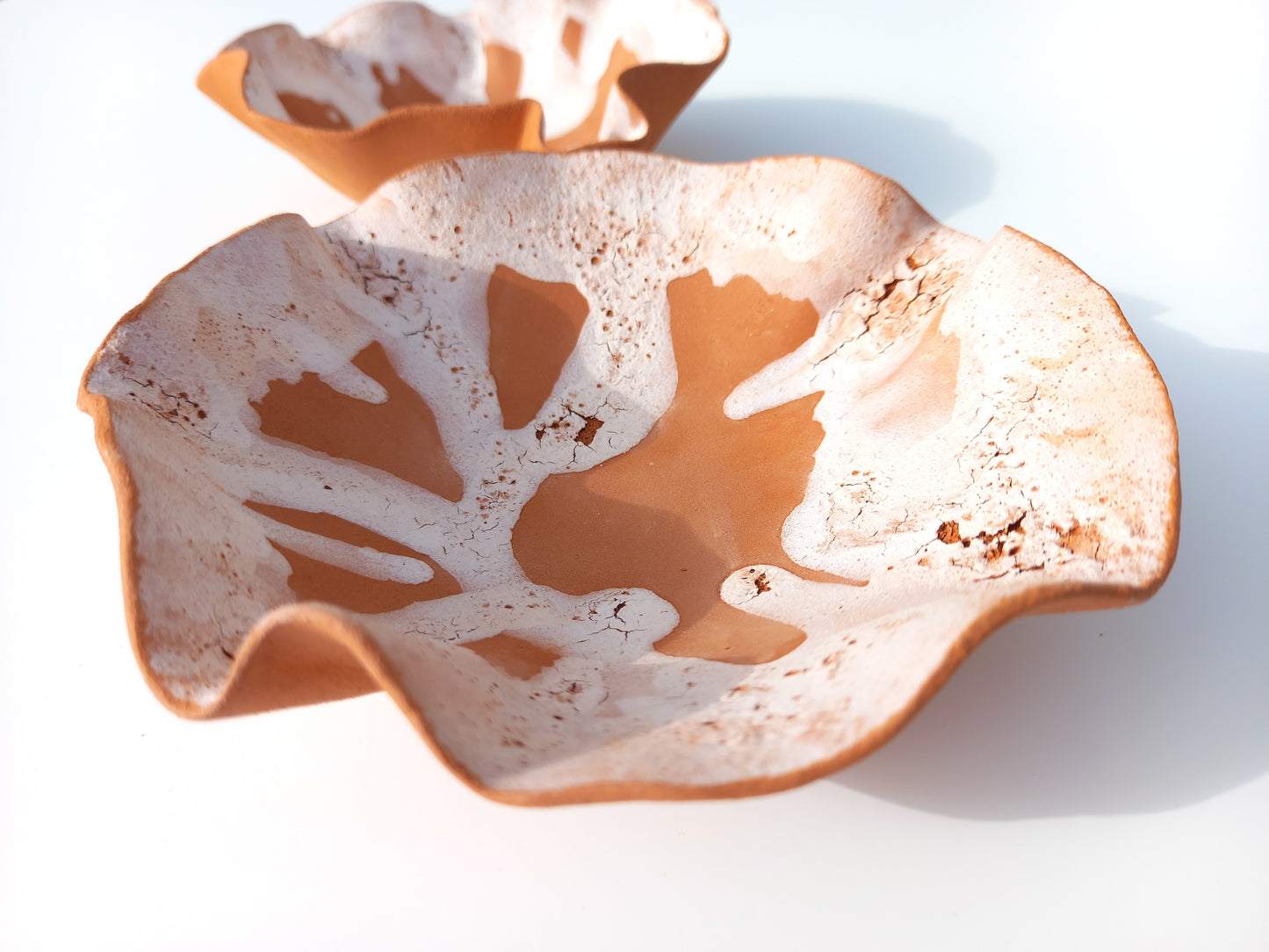 Terracotta & White Tulip Wall Sculpture: Large Ceramic Tile Art, Made to Order