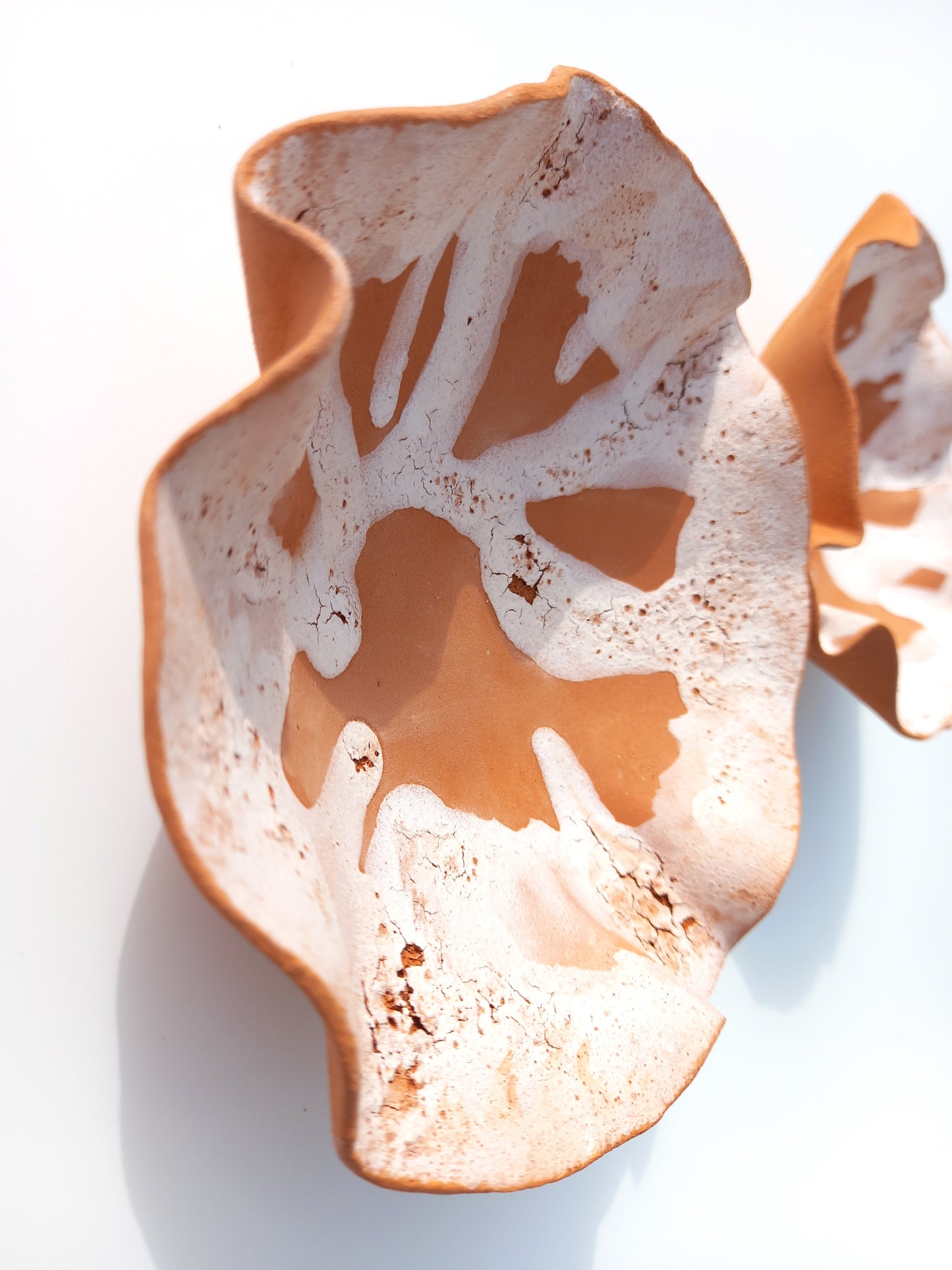 Terracotta & White Tulip Wall Sculpture: Large Ceramic Tile Art, Made to Order