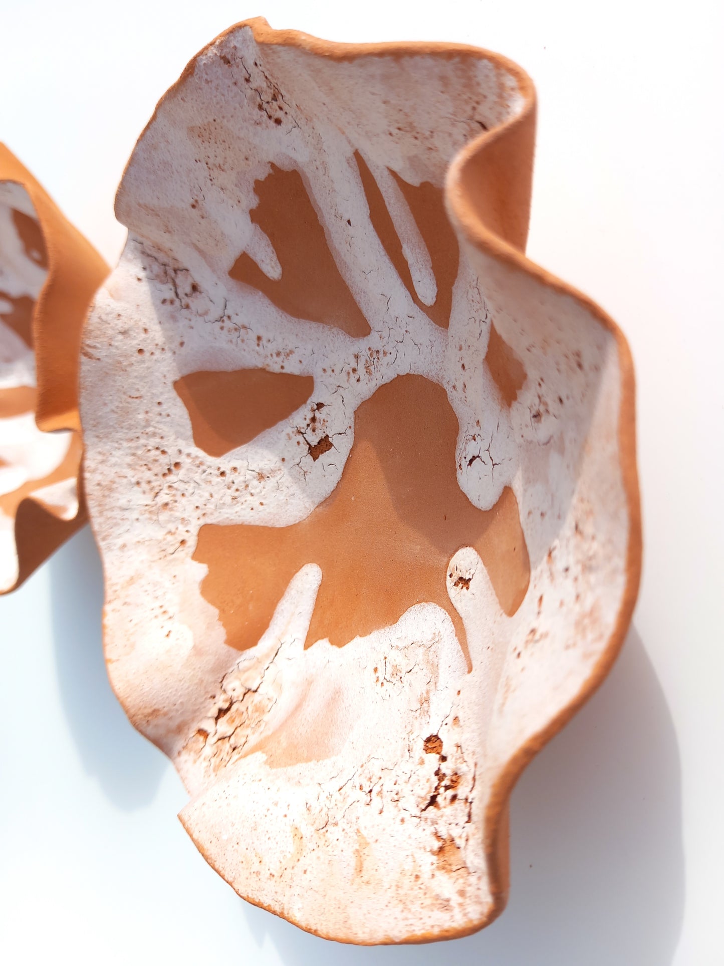 Terracotta & White Tulip Wall Sculpture: Large Ceramic Tile Art, Made to Order