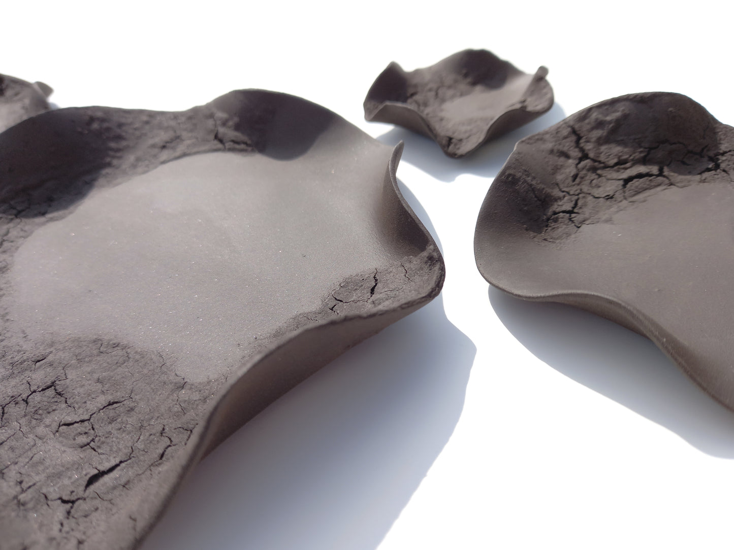 Dark Charcoal Black Ceramic Flower Wall Tiles: Handmade Wall Art Sculpture, Made to Order
