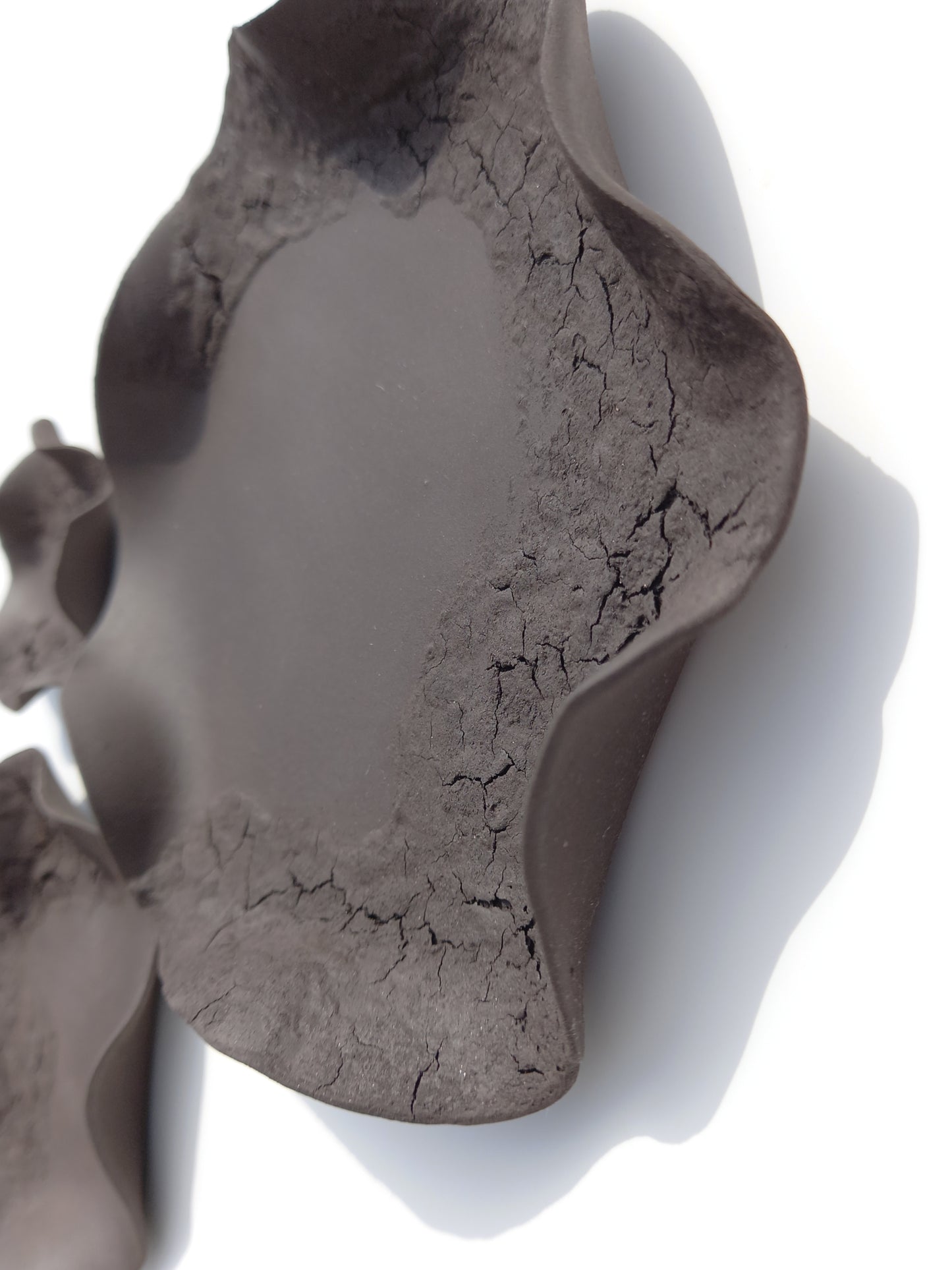 Dark Charcoal Black Ceramic Flower Wall Tiles: Handmade Wall Art Sculpture, Made to Order