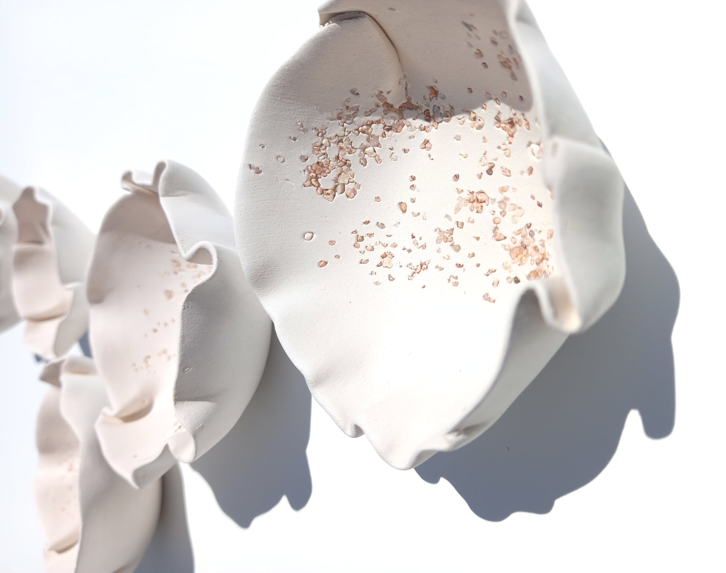 Large White Ceramic Flower Decor - Art Installation - Minimalist Sculpture - Mosaic tiles MADE TO ORDER