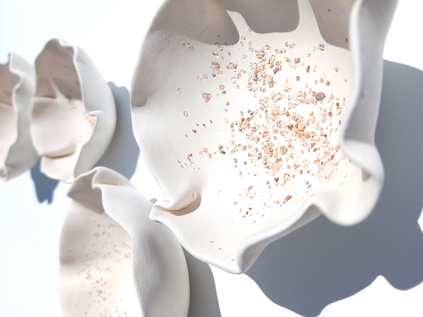Large White Ceramic Flower Decor - Art Installation - Minimalist Sculpture - Mosaic tiles MADE TO ORDER