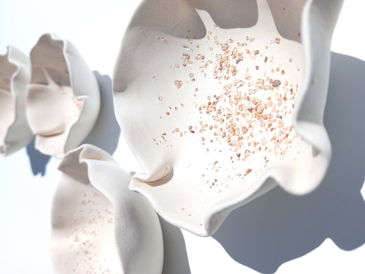 Large White Ceramic Flower Decor - Art Installation - Minimalist Sculpture - Mosaic tiles MADE TO ORDER