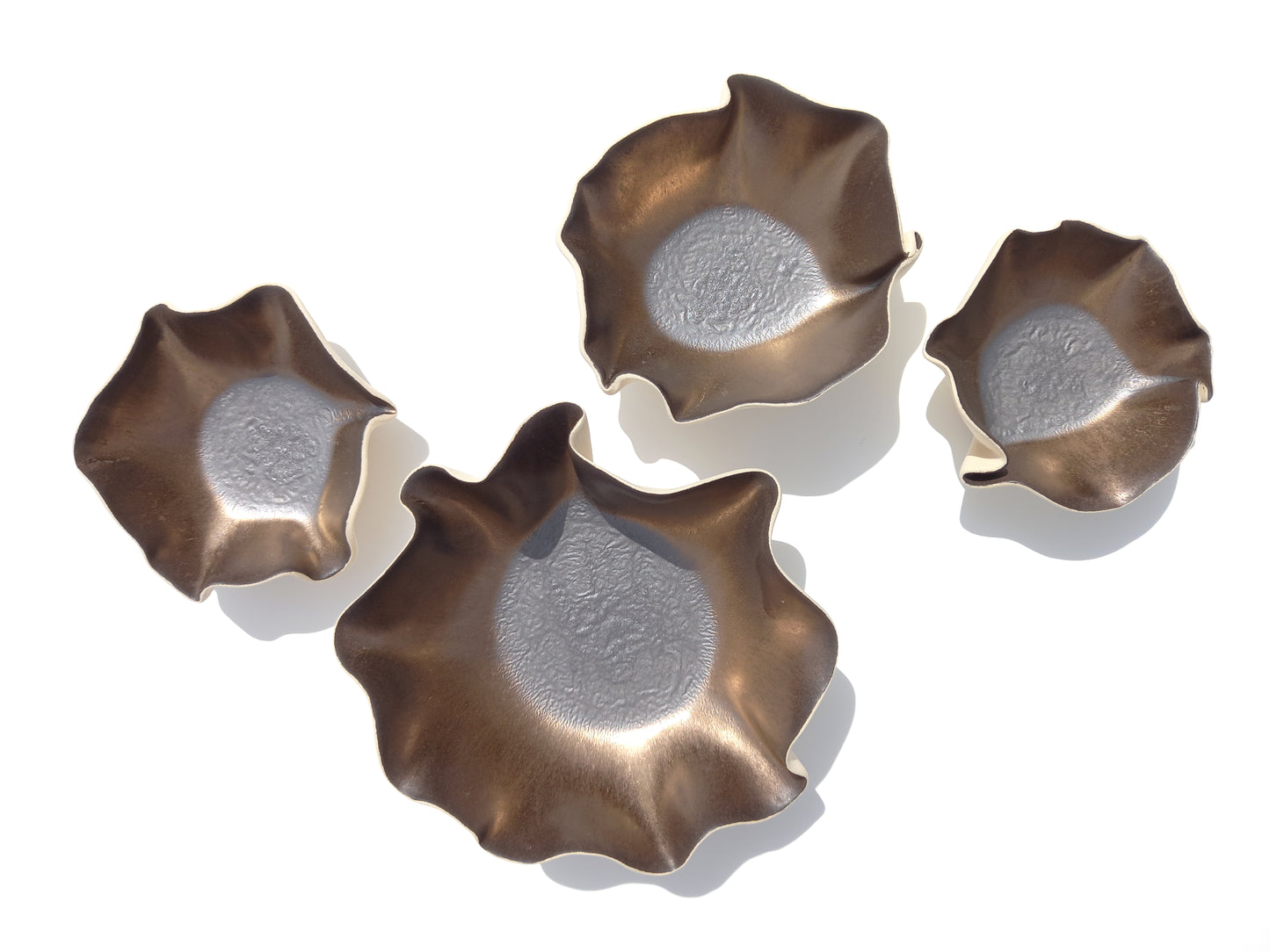 Bronze Black Porcelain Tulip Wall Art Sculpture Set - Custom Made