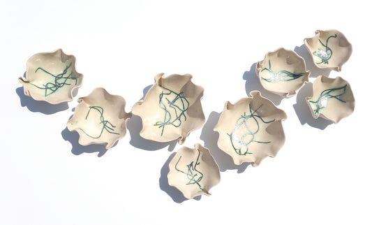 Green & Beige Ceramic Wall Art - Organic Modern Sculpture - Interior Design - Made to Order