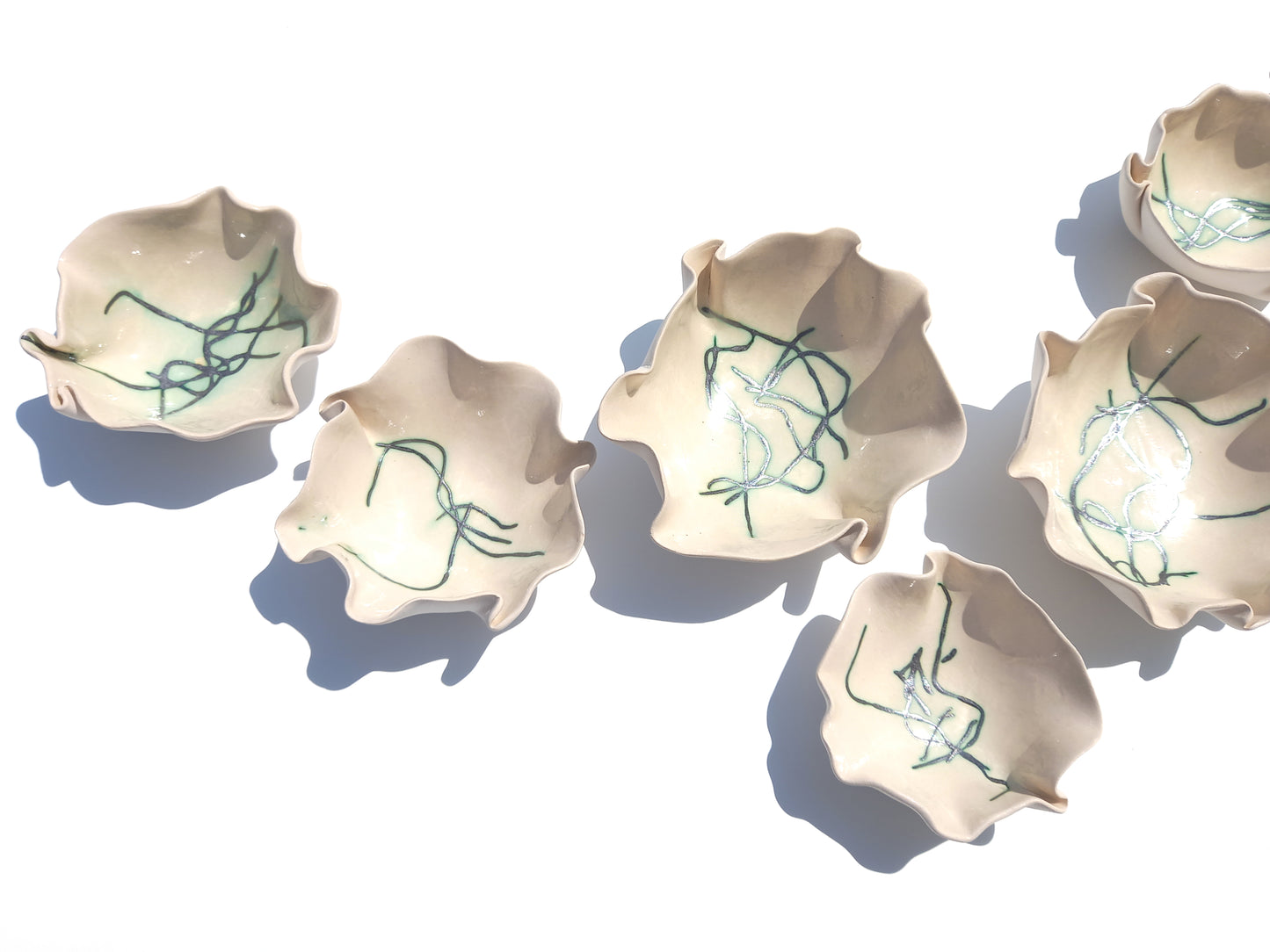 Green & Beige Ceramic Wall Art - Organic Modern Sculpture - Interior Design - Made to Order