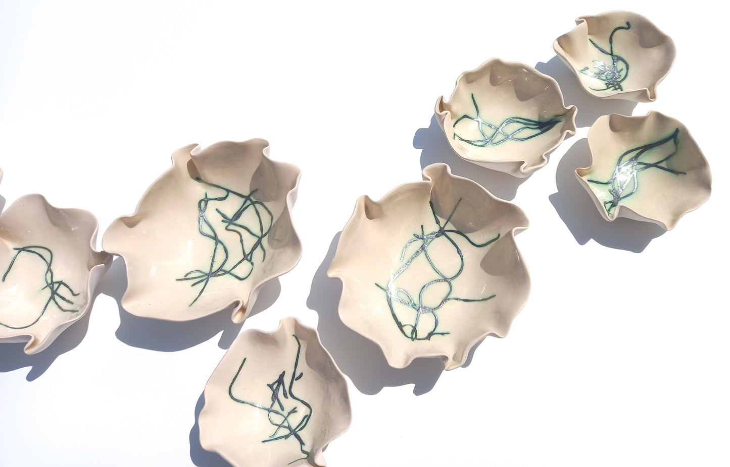 Green & Beige Ceramic Wall Art - Organic Modern Sculpture - Interior Design - Made to Order