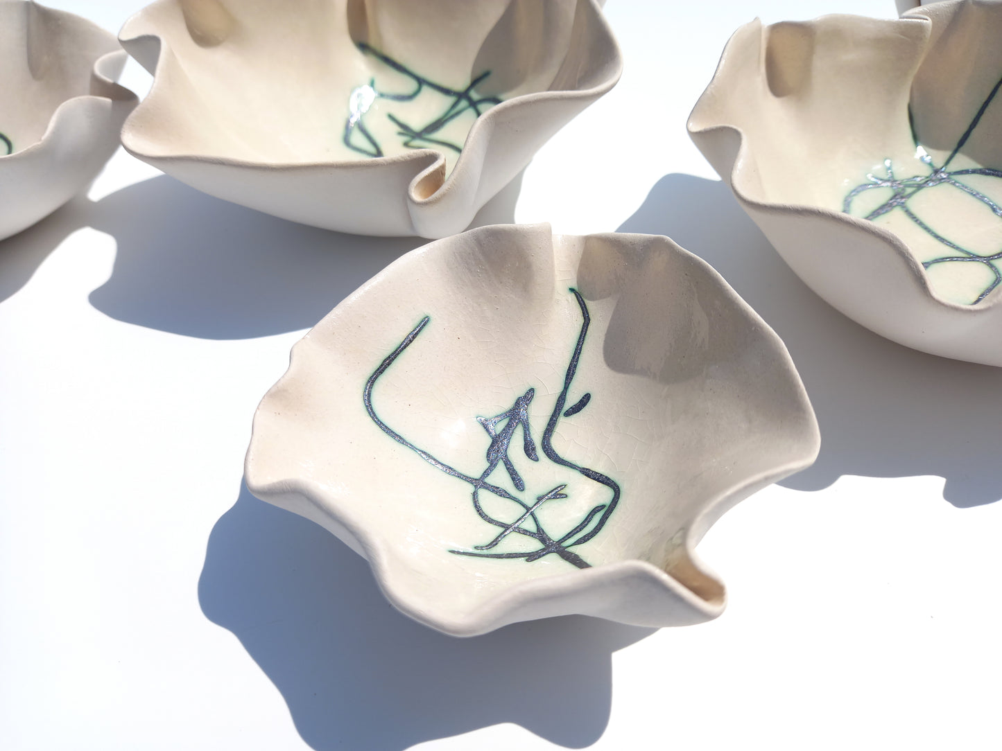 Green & Beige Ceramic Wall Art - Organic Modern Sculpture - Interior Design - Made to Order