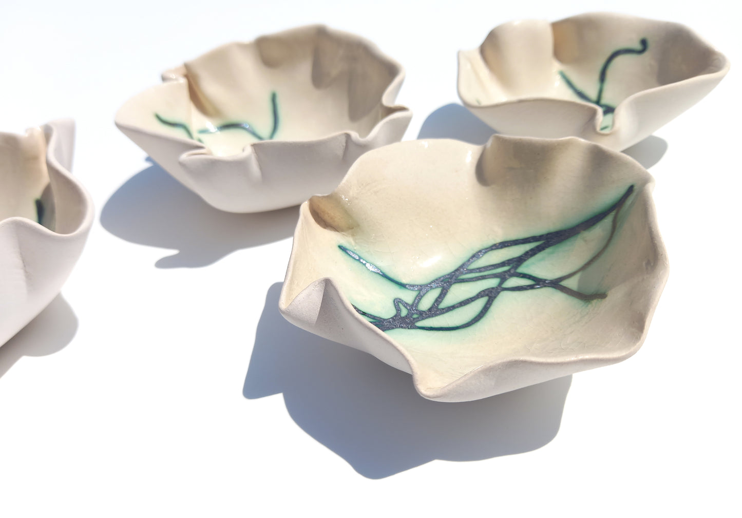 Green & Beige Ceramic Wall Art - Organic Modern Sculpture - Interior Design - Made to Order