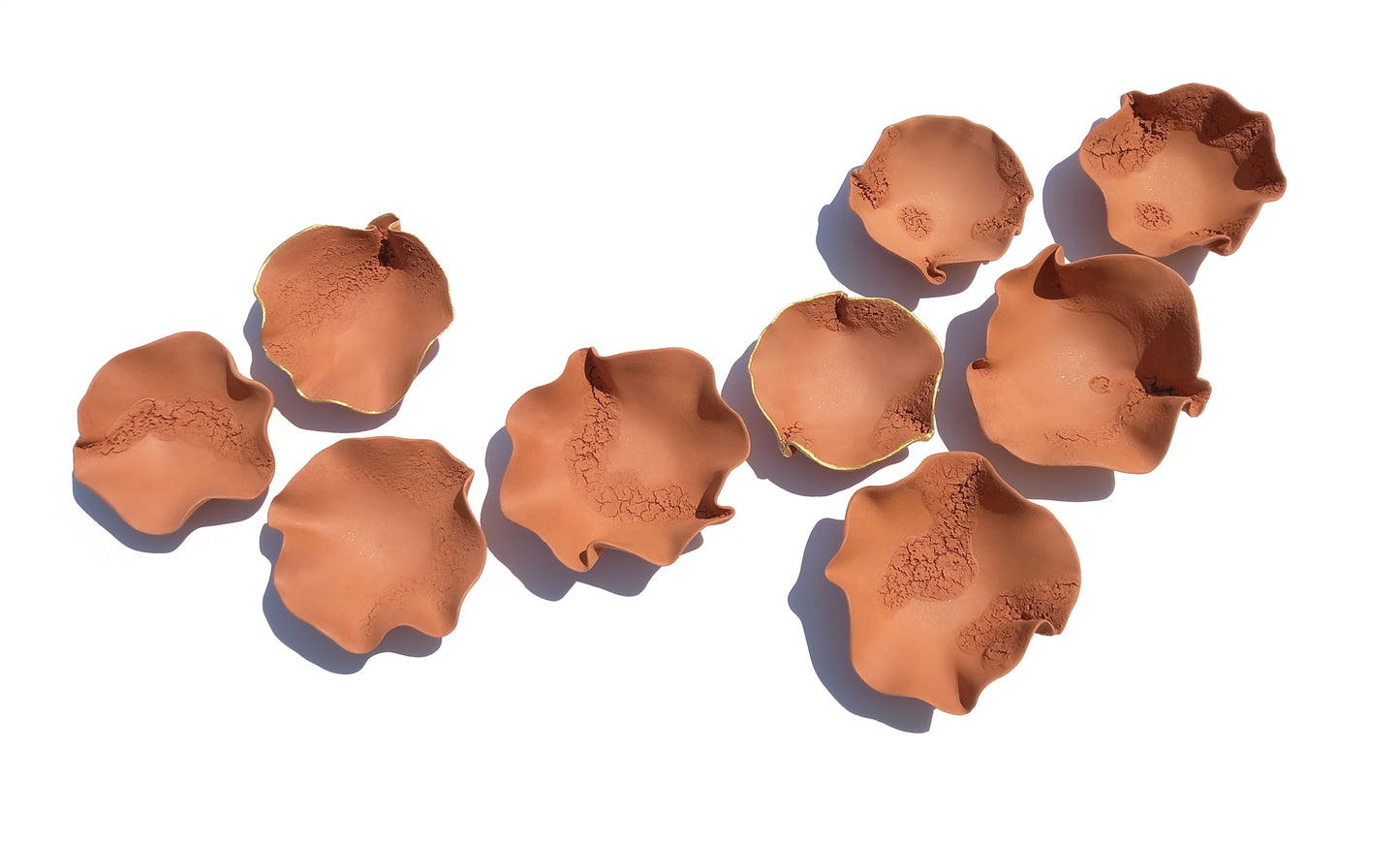 Terracotta & Gold Wall Art - Ceramic Wall Sculpture - Terra cotta Installation MADE TO ORDER