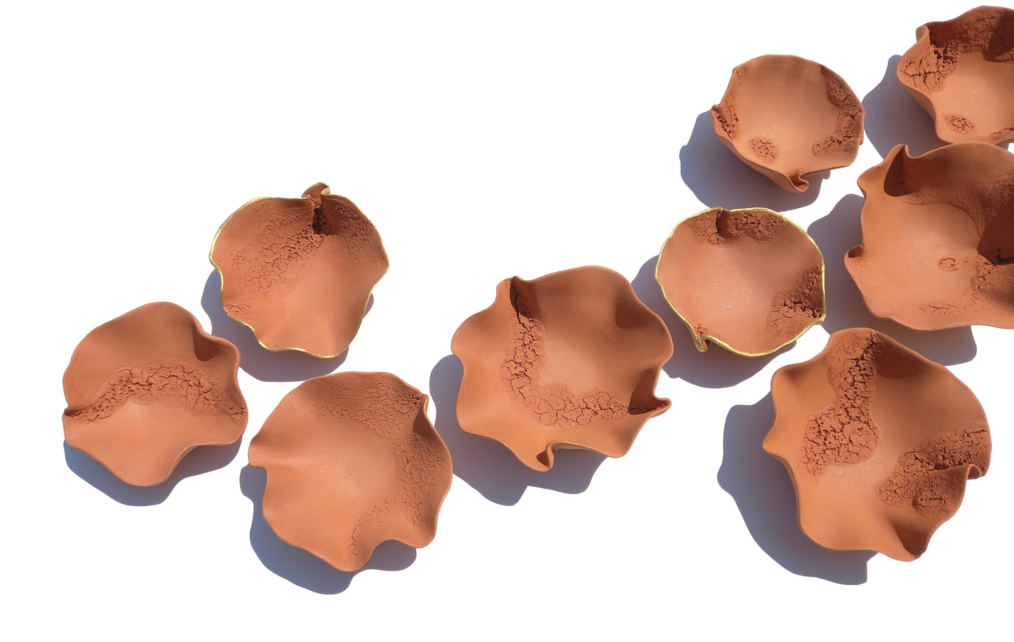 Terracotta & Gold Wall Art - Ceramic Wall Sculpture - Terra cotta Installation MADE TO ORDER