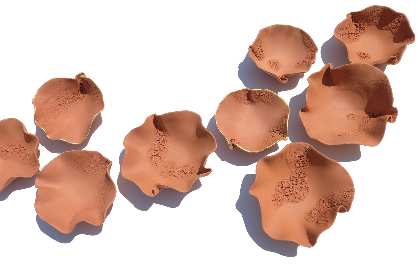 Terracotta & Gold Wall Art - Ceramic Wall Sculpture - Terra cotta Installation MADE TO ORDER