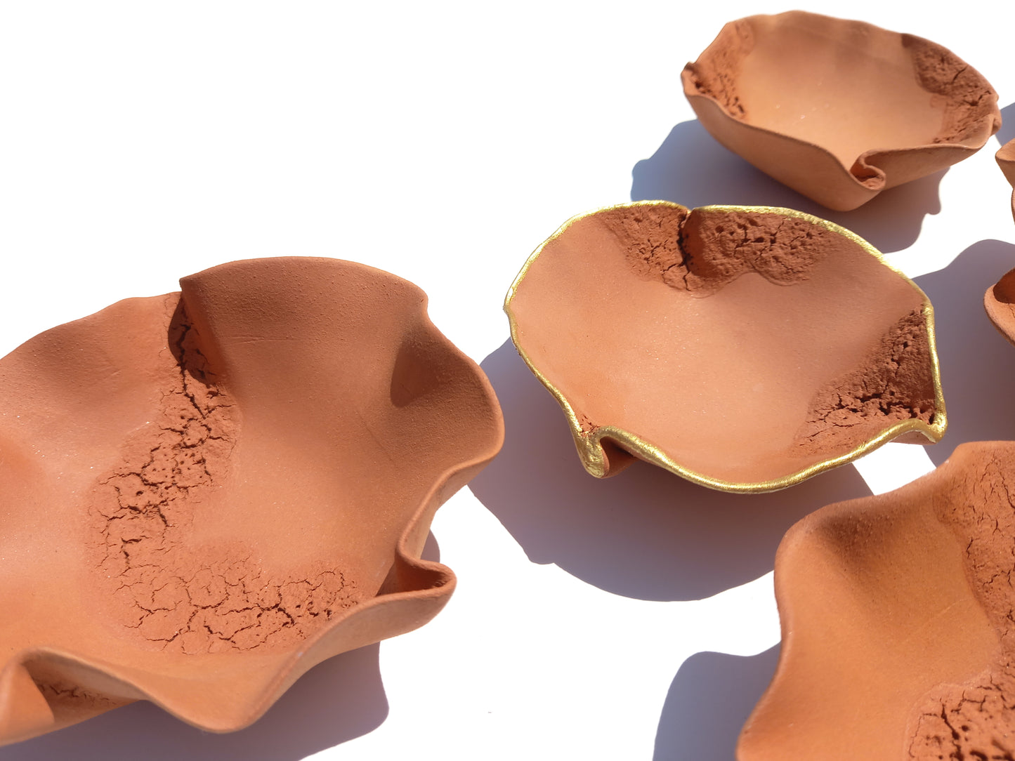 Terracotta & Gold Wall Art - Ceramic Wall Sculpture - Terra cotta Installation MADE TO ORDER